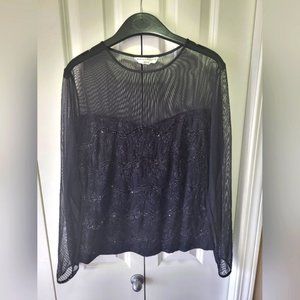 BIANCA NYGARD Size Small-P Black Top With Lace